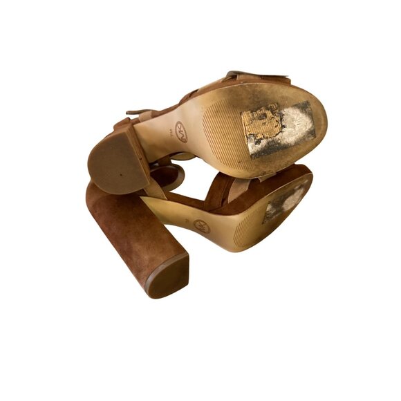 Michael Kors 7M Becky Women's Platform Block High Two Tone Sandals - Picture 12 of 14